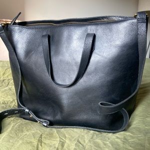 Madewell black leather tote